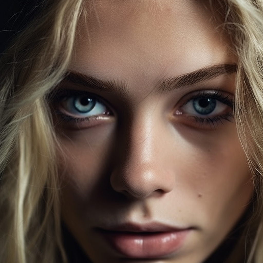 Blonde with perfect eyes closeup