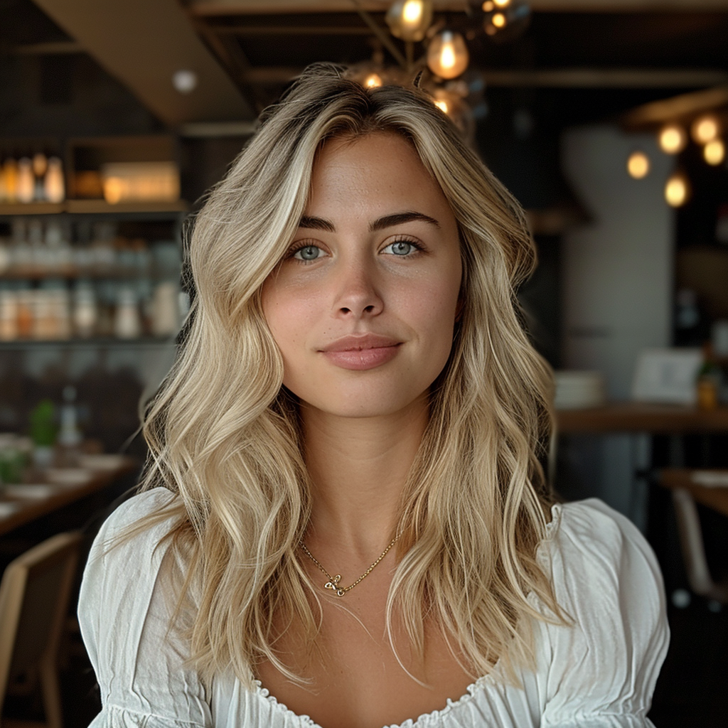 Blonde Woman at Restaurant