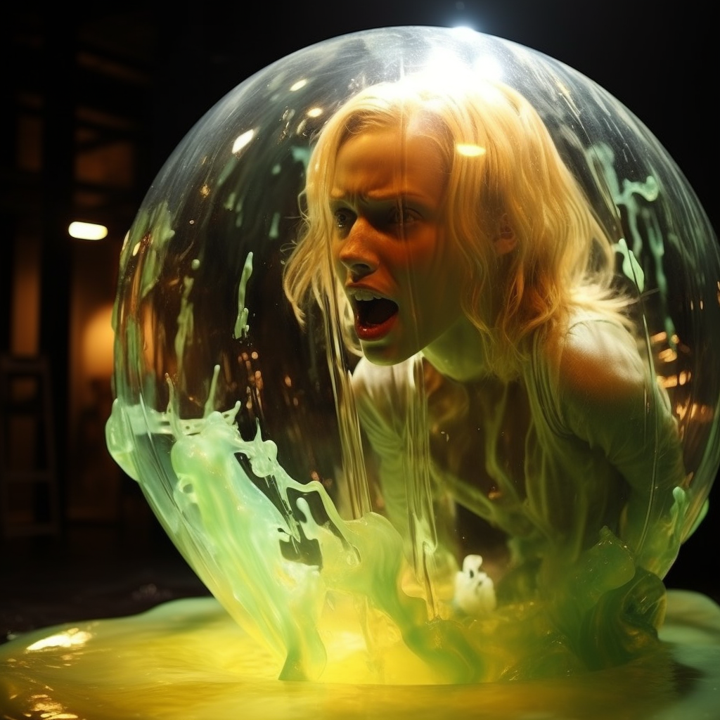 Blonde woman emerging from slime