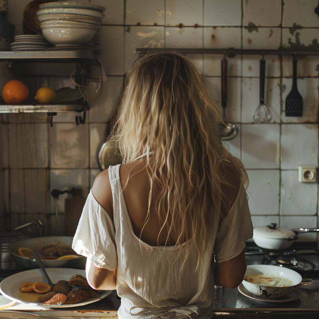 blonde woman breakfast