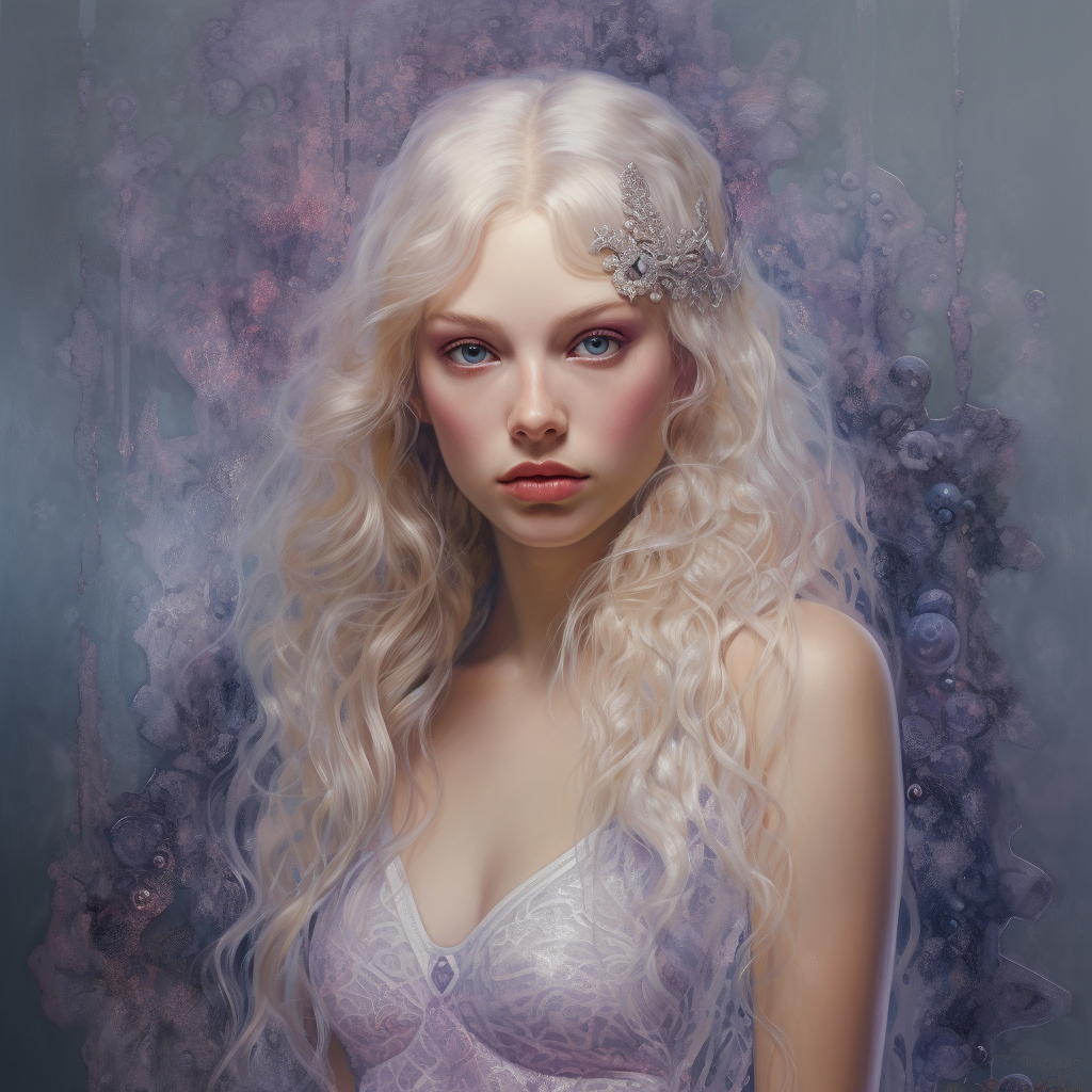 Young pretty blonde Nordic woman with crystal violet hues