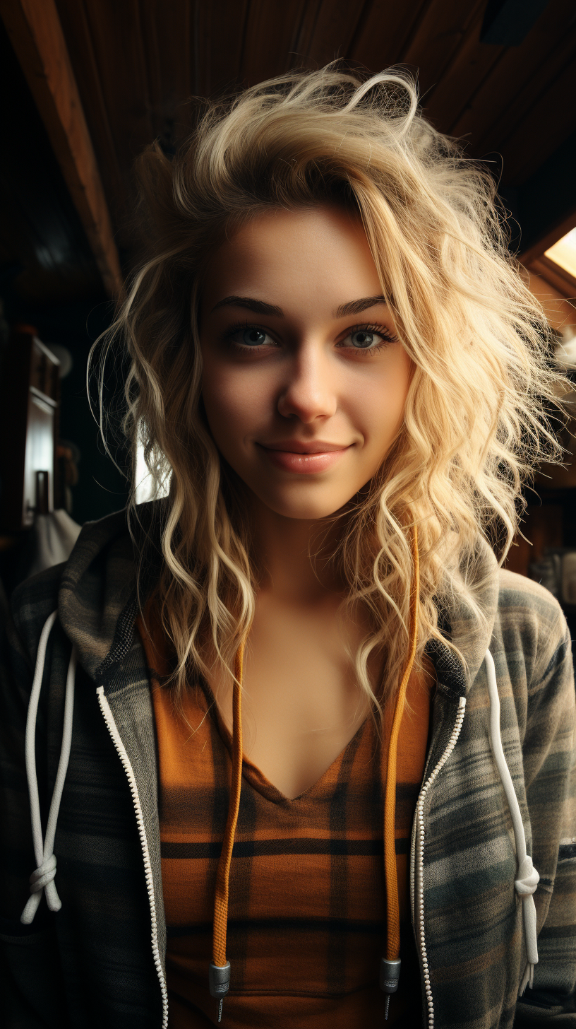 Blonde Woman Winking at Camera