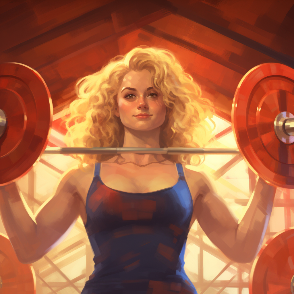 Plus-sized blonde woman lifting barbell