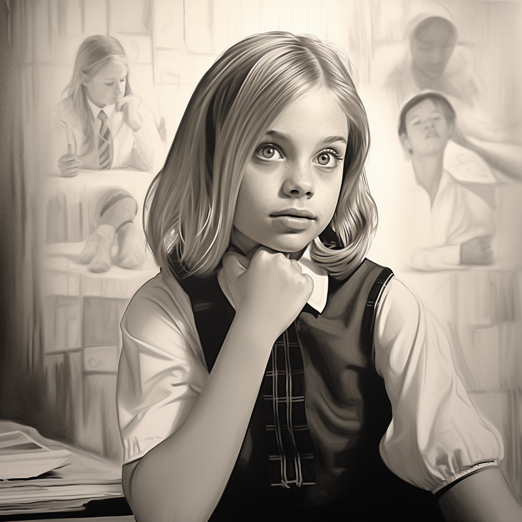 Blonde Christina Ricci in Classroom - Monochrome