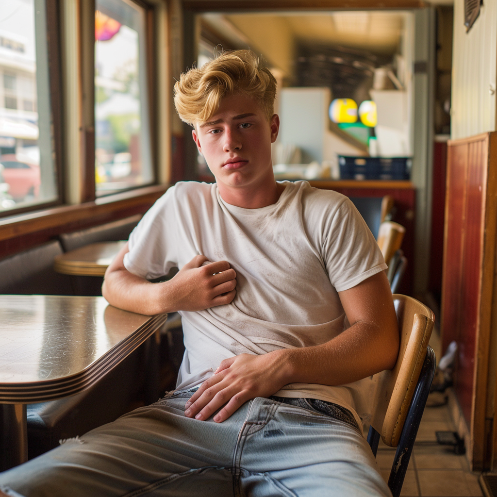 Athletic Blonde College Boy Diner