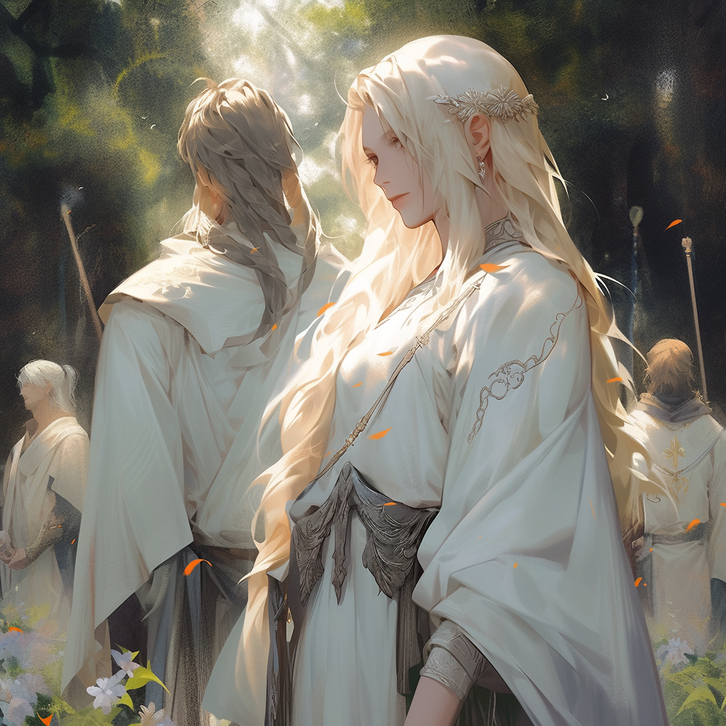 Blonde priestess with twin brother