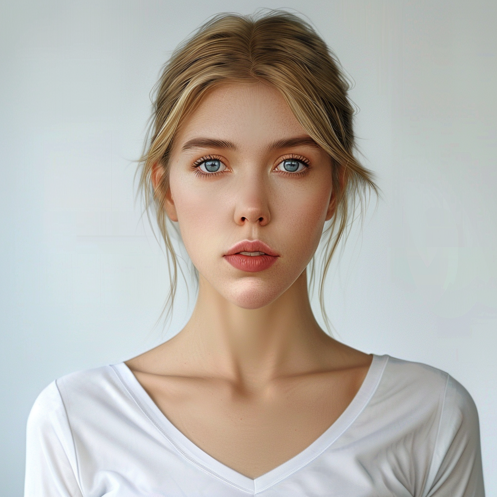 Beautiful blonde woman with large eyes