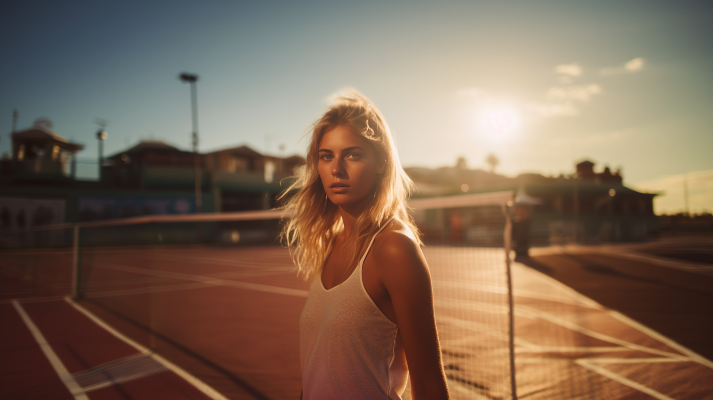 Beautiful Blond Woman Playing Paddle Tennis