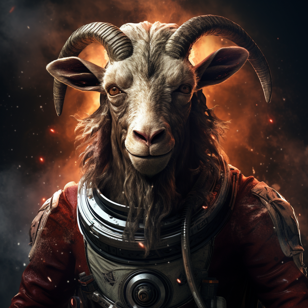 Fierce space goat in action