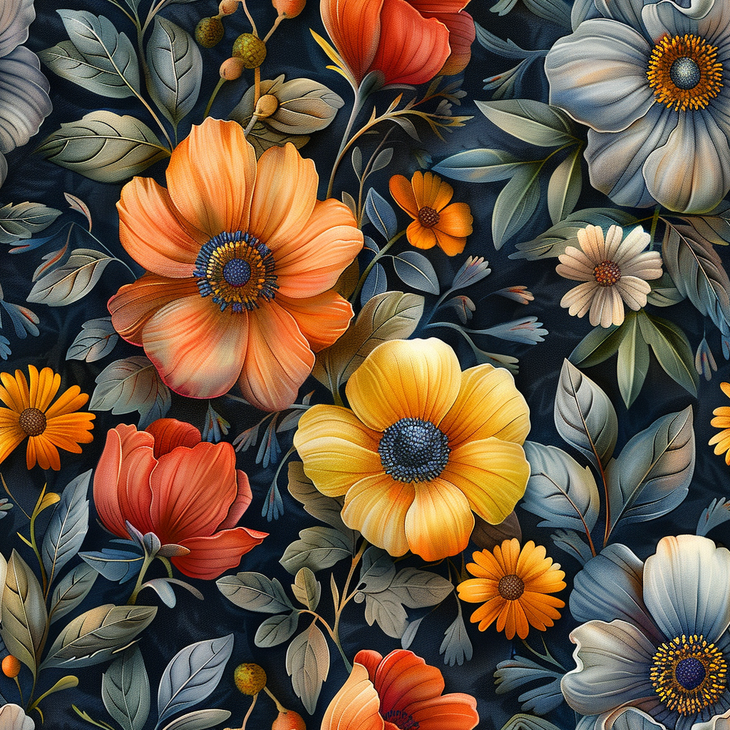 Bloomed Flowers on Dark Gray Background