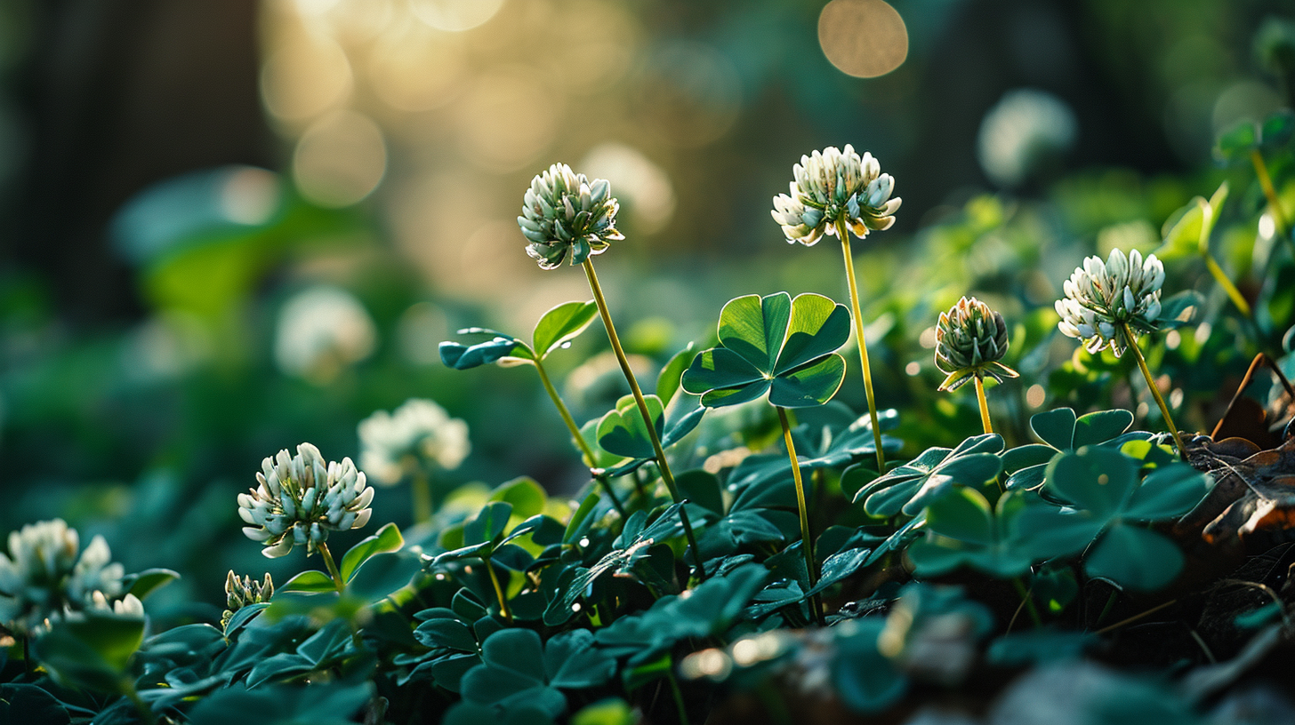 Blooming green clover with beautiful posture