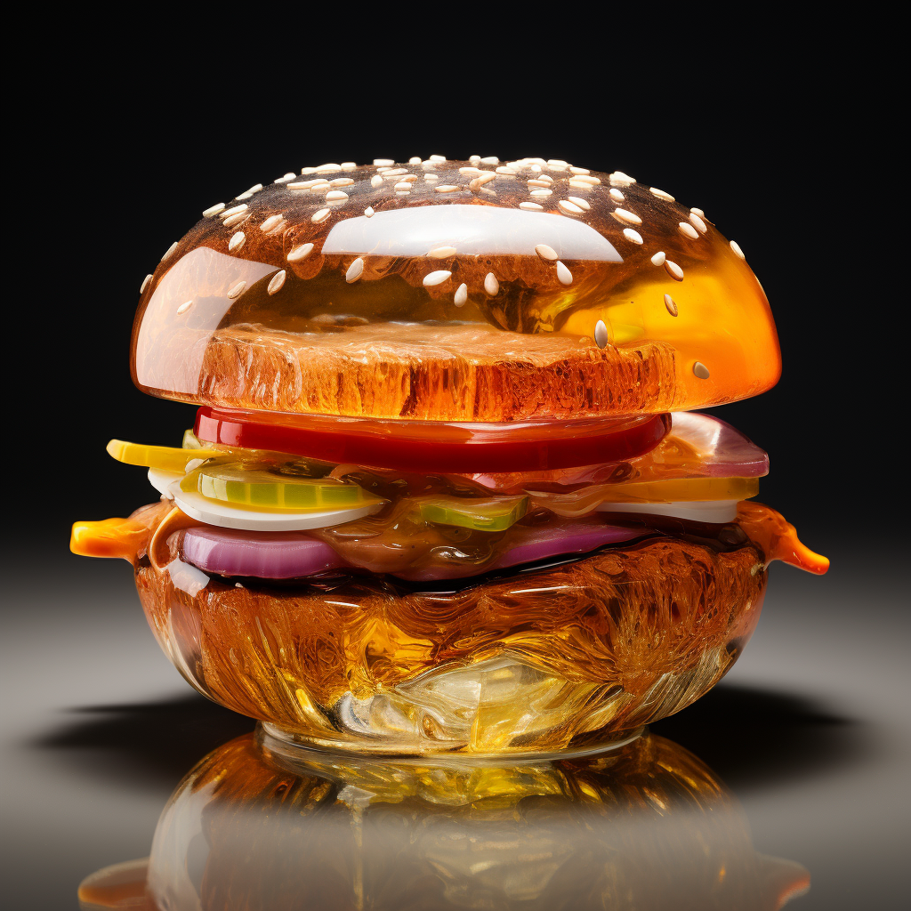 Vibrant blown glass hamburger art