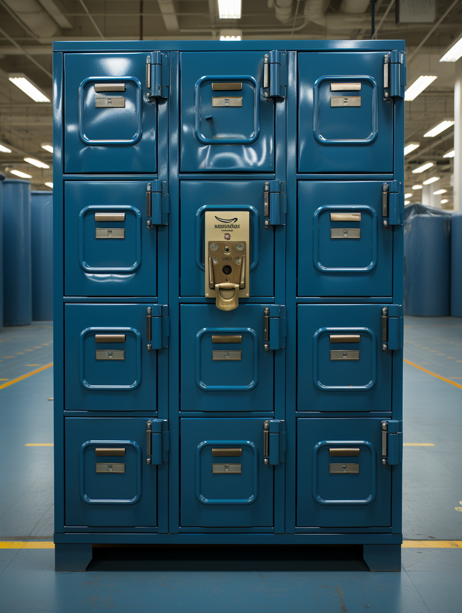 Blue Amazon Locker at Gas Station