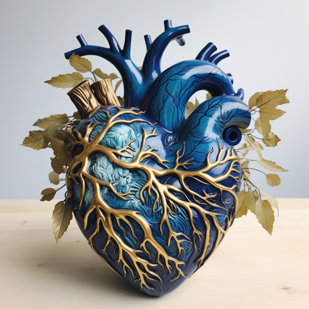 Blue anatomical heart illustration