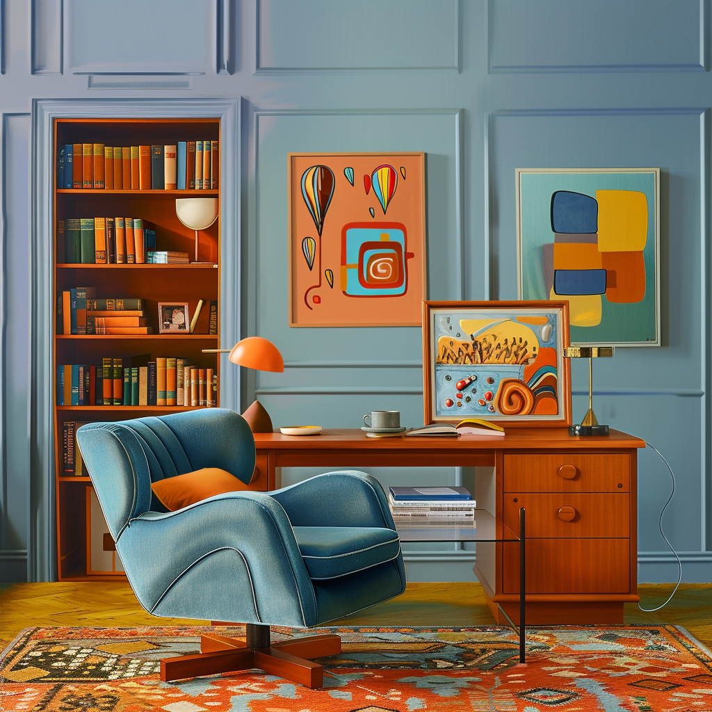 Blue Armchair Office Room Decor