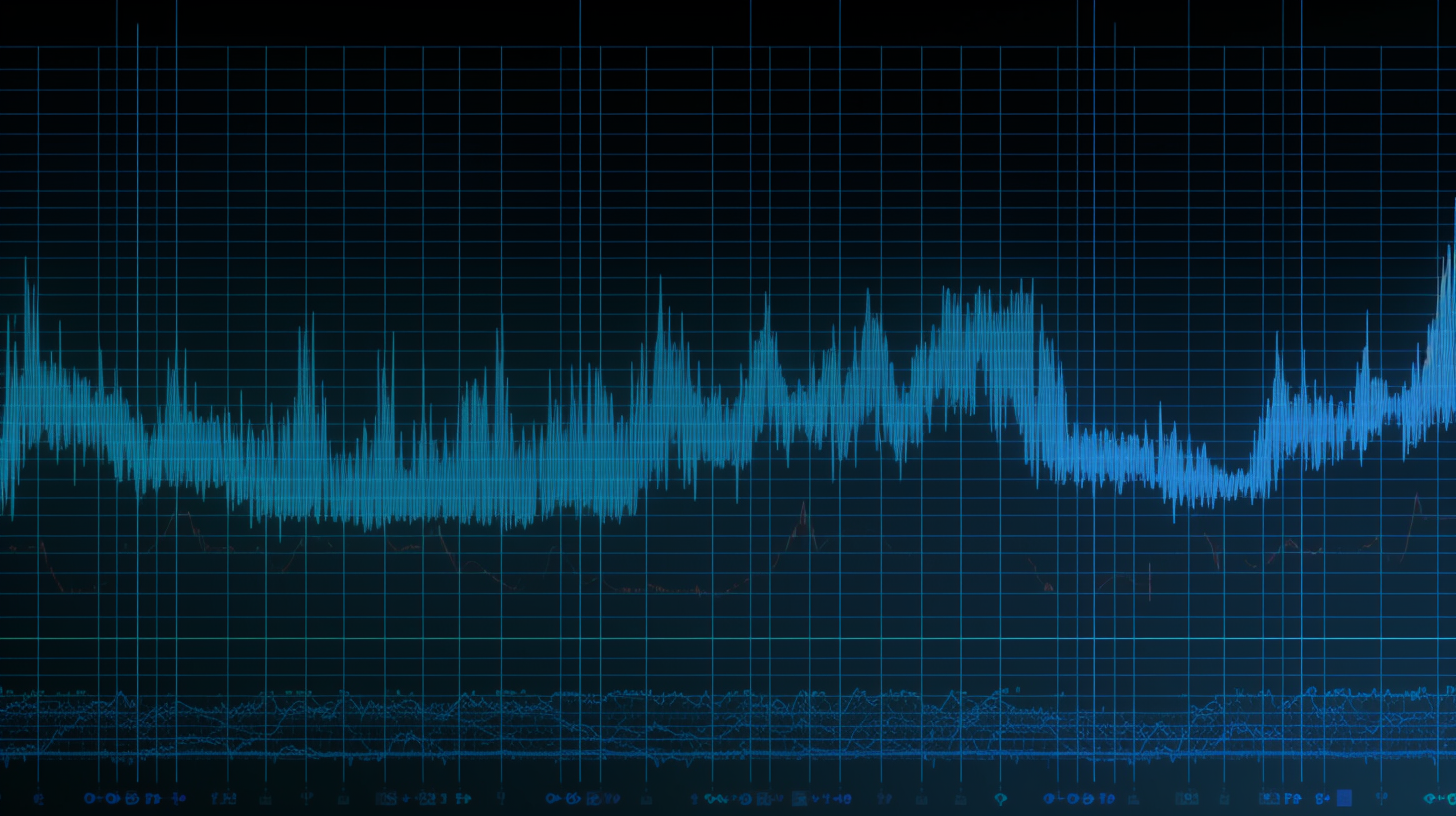 Blue Audio Spectrogram on Computer Screen