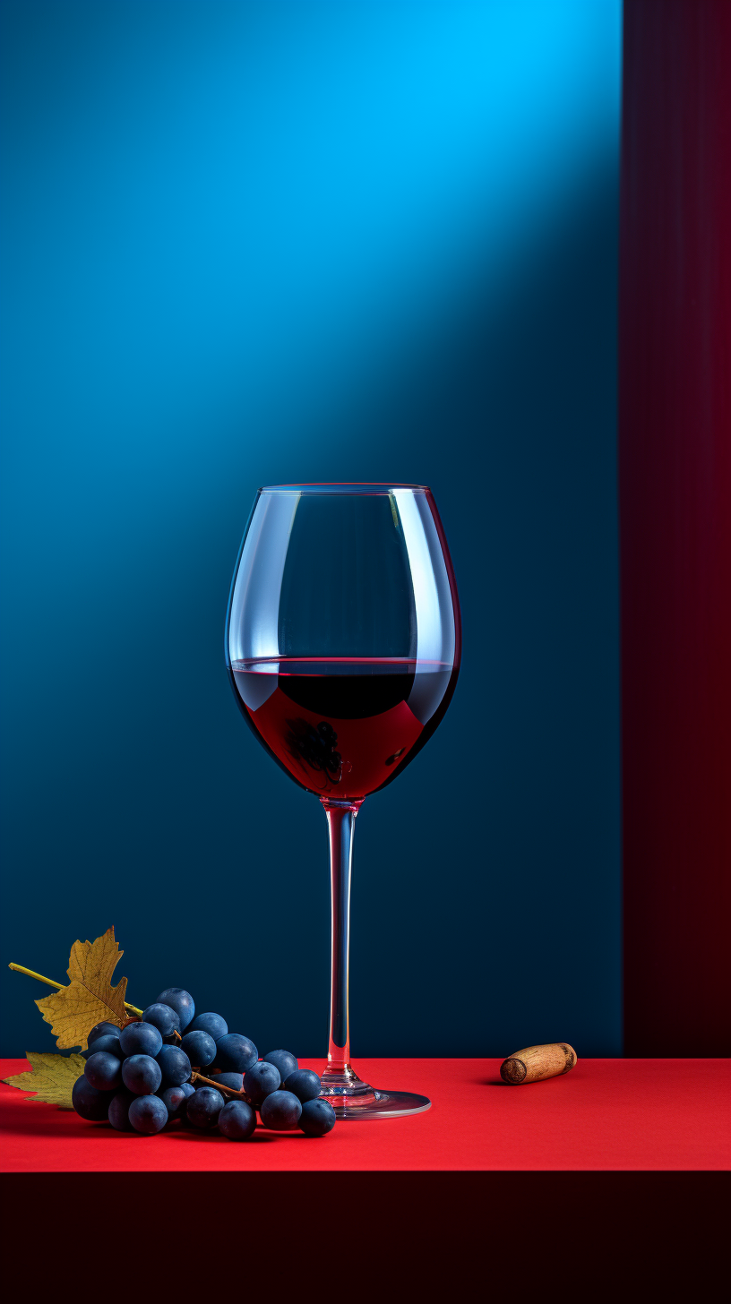 Vibrant Wine on Blue Background