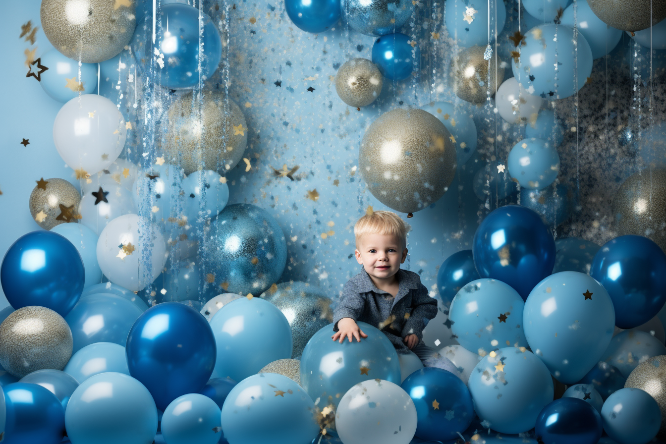 Blue balloon cake smash backdrop