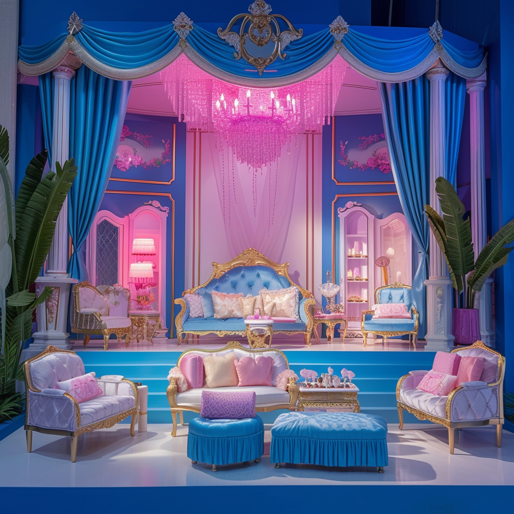 Blue Barbie Luxury Backdrop Furniture