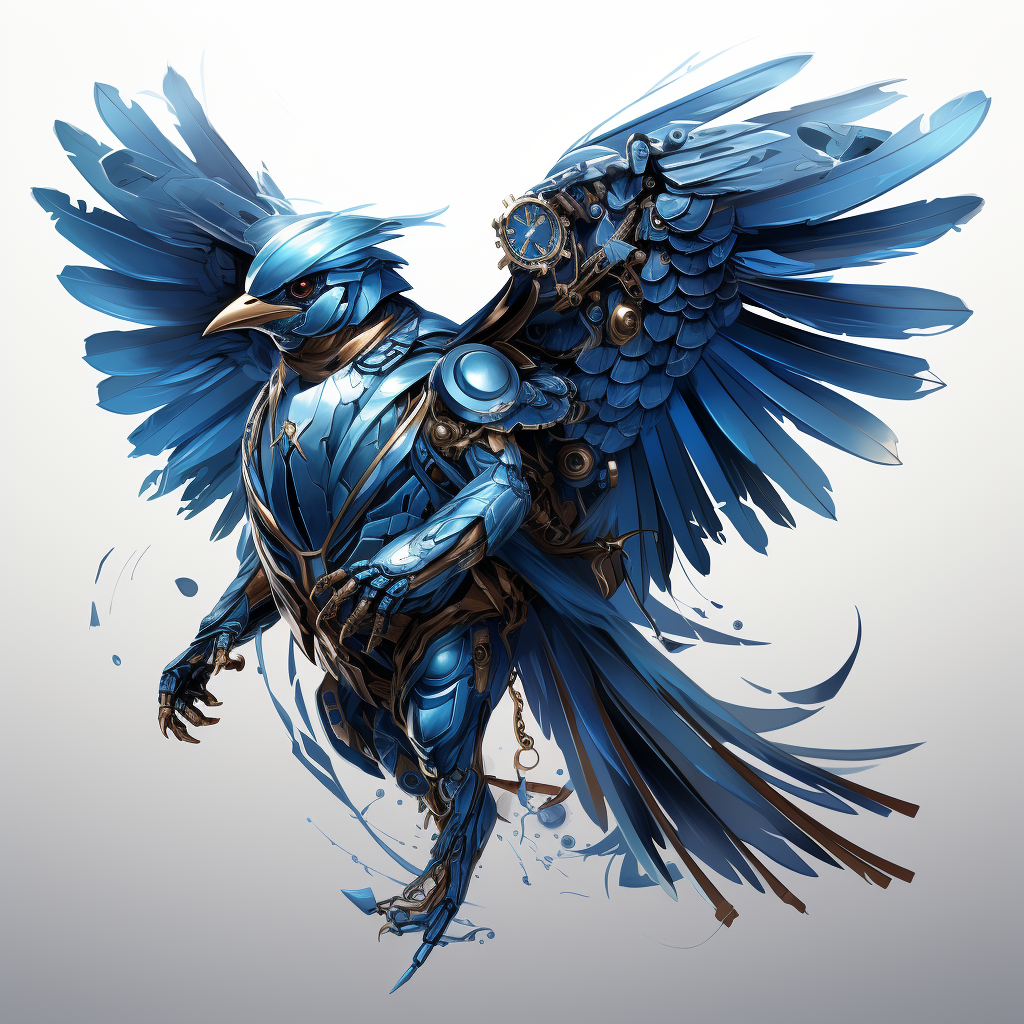 Blue bird soldier superhero with bow and arrow