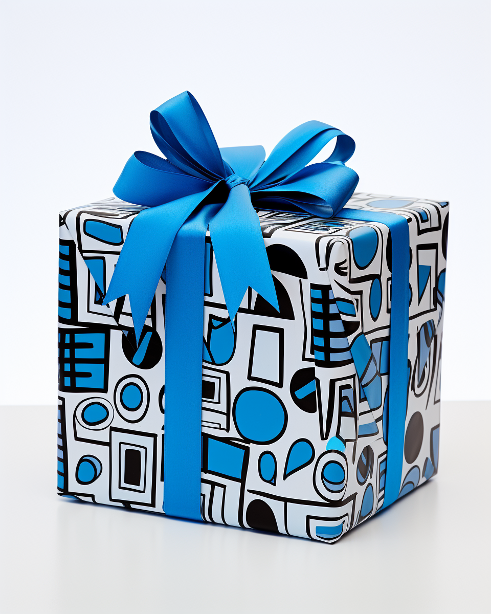 Hanukkah wrapping pattern in blues and blacks