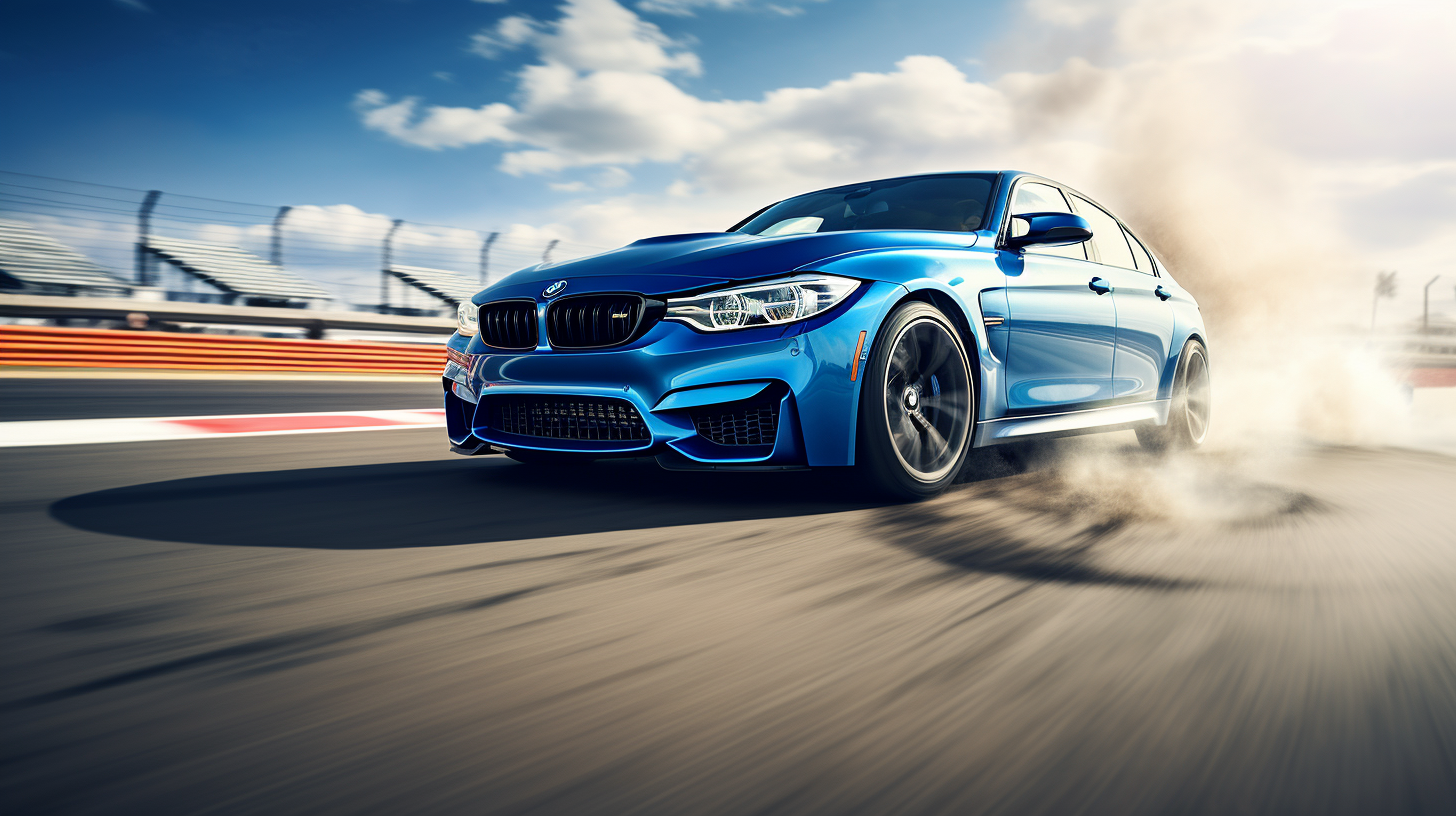 Blue BMW on Race Track