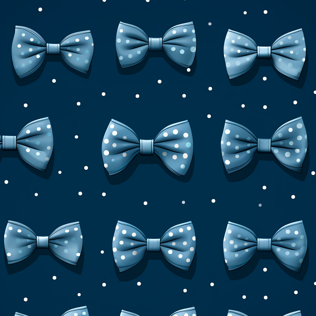 Cartoon Blue Bowtie Pattern on Navy Background