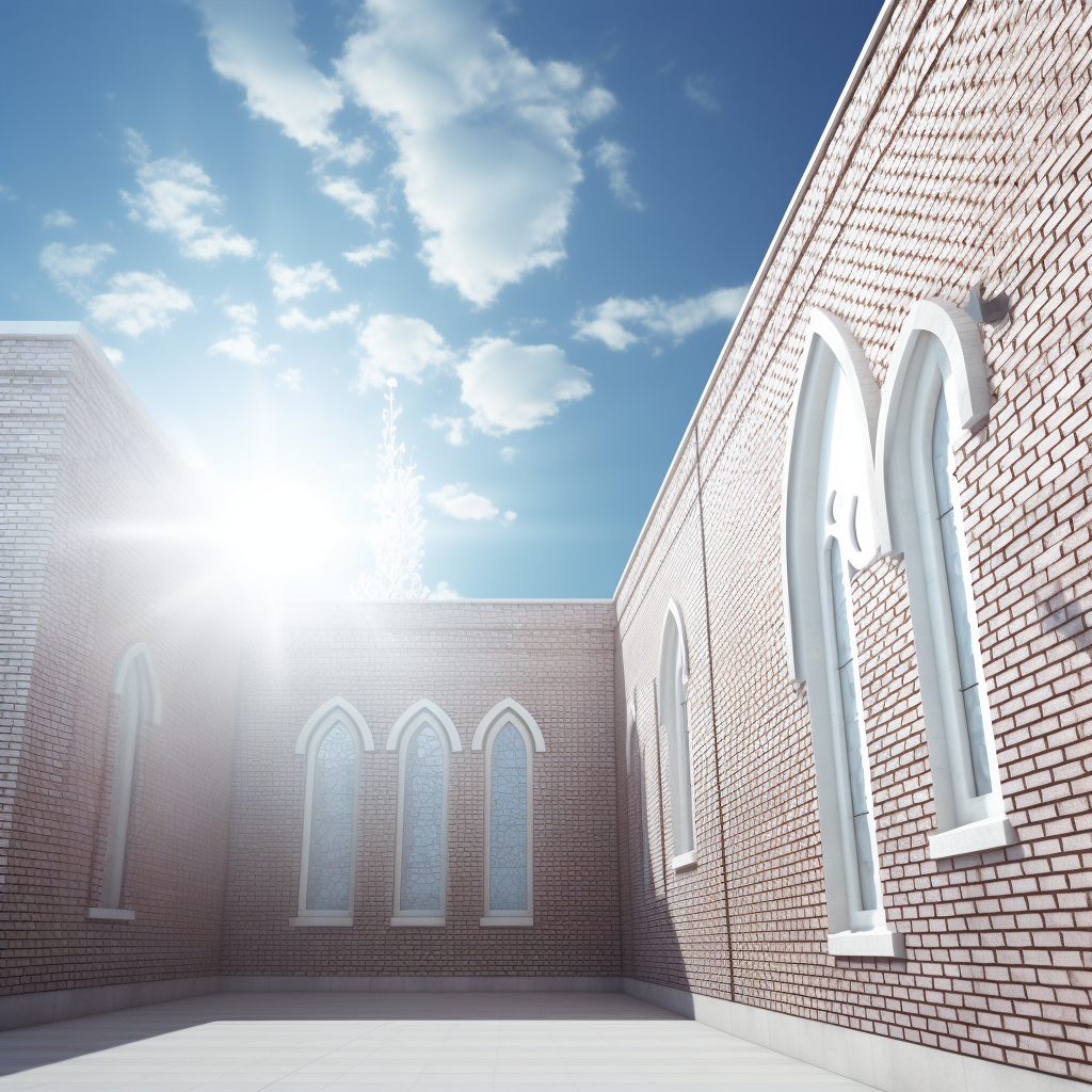 Blue brick wall synagogue photo