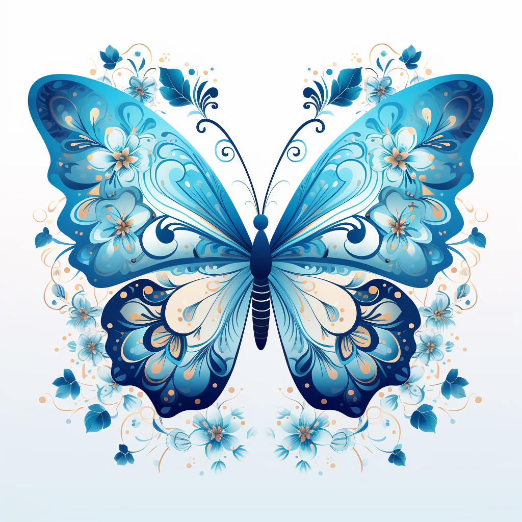 Stunning blue butterfly in vector illustration