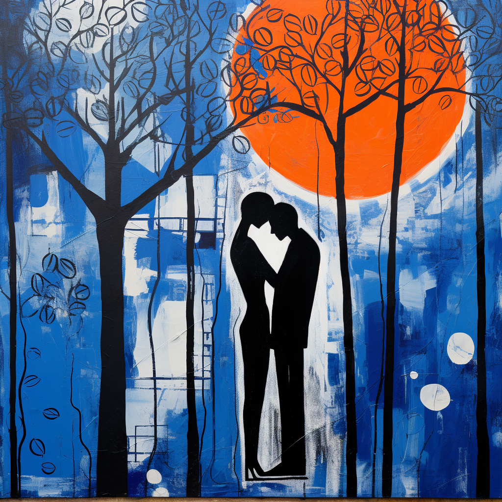 Couple in Blue Embrace