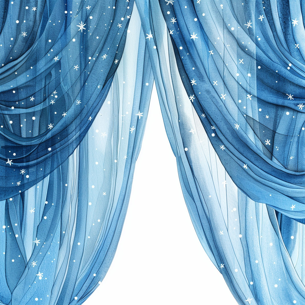 Blue curtain with silver stars