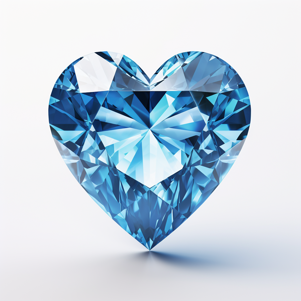 Blue diamond heart on white background