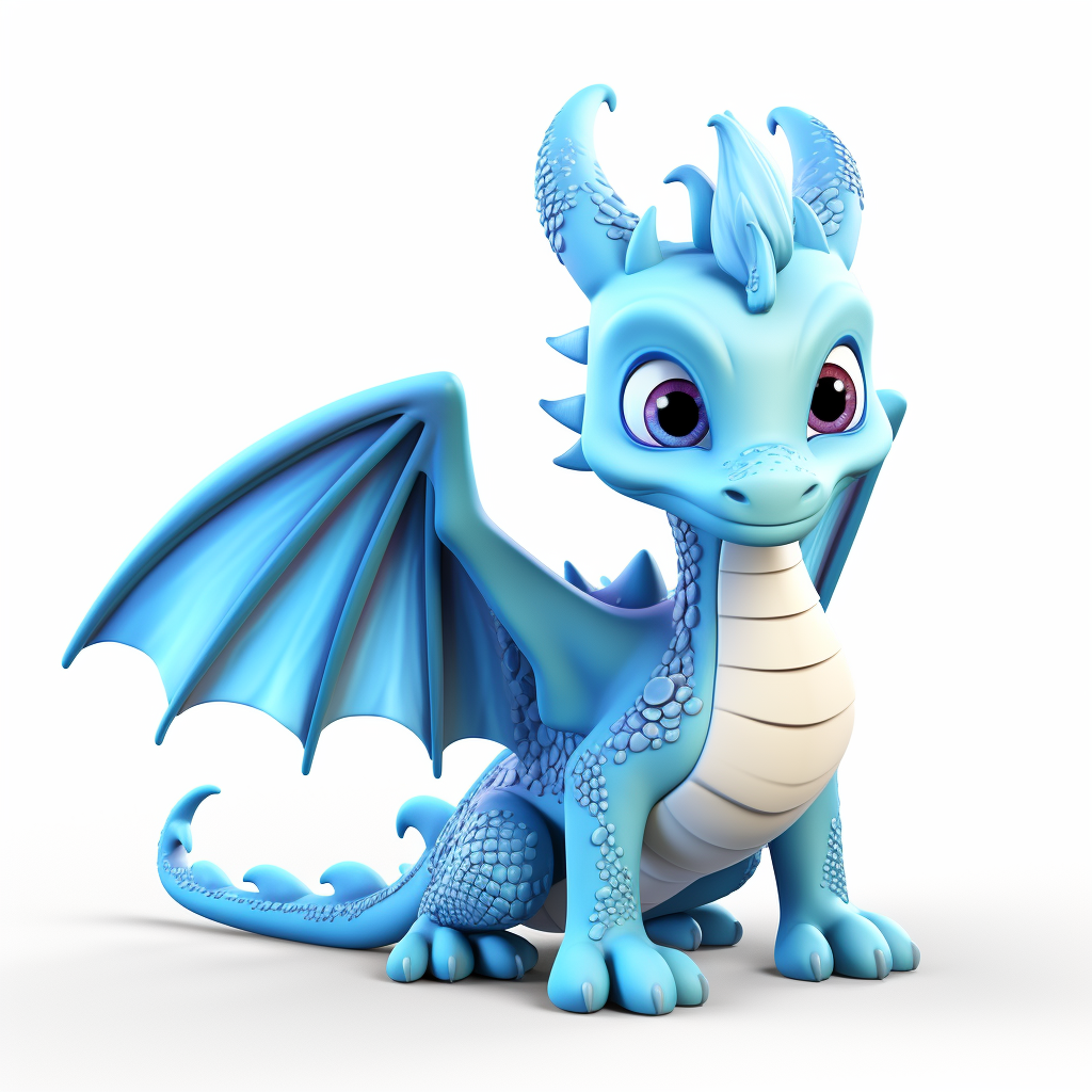 Blue Dragon with cool charisma on a Disney white background