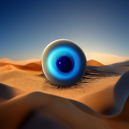 Blue eye in surreal desert