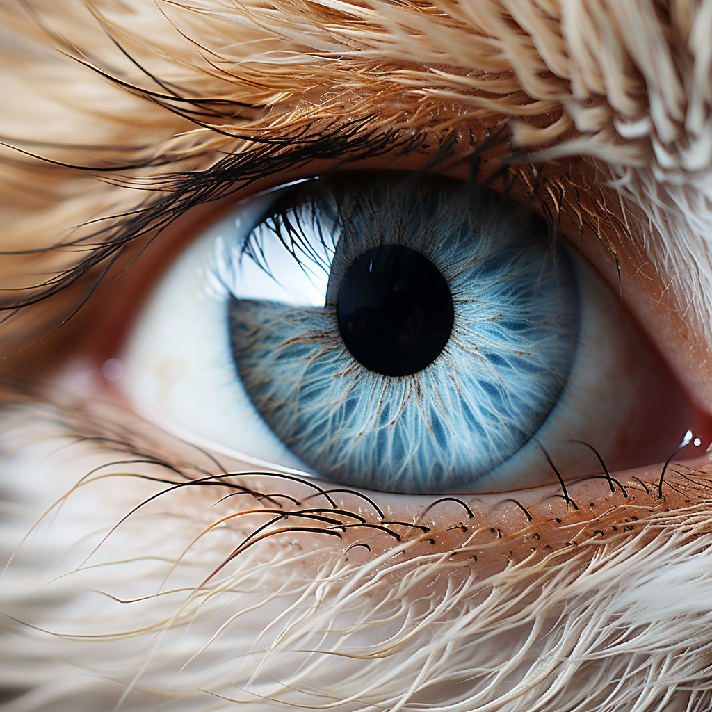 Close-up of a Cream Colored Cat's Blue Eye  ?