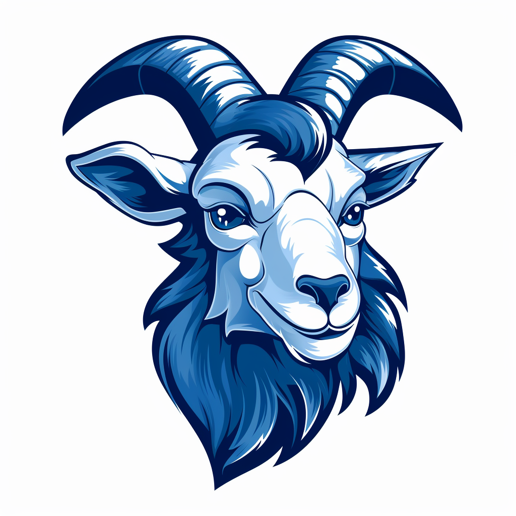 Unique blue-eyed goat logo design