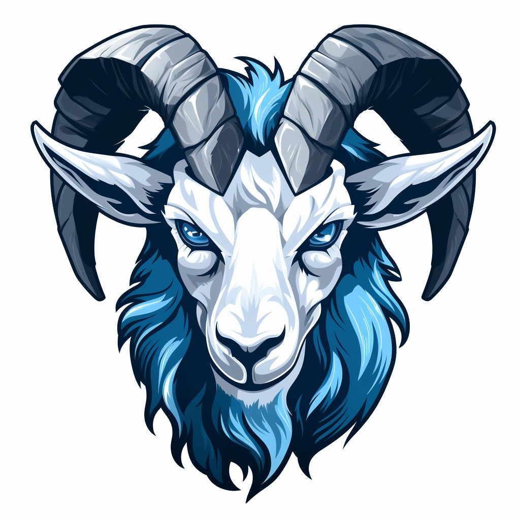 Logo of a blue-eyed goat