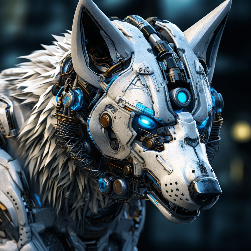 Blue-eyed Robotic Wolf Banner