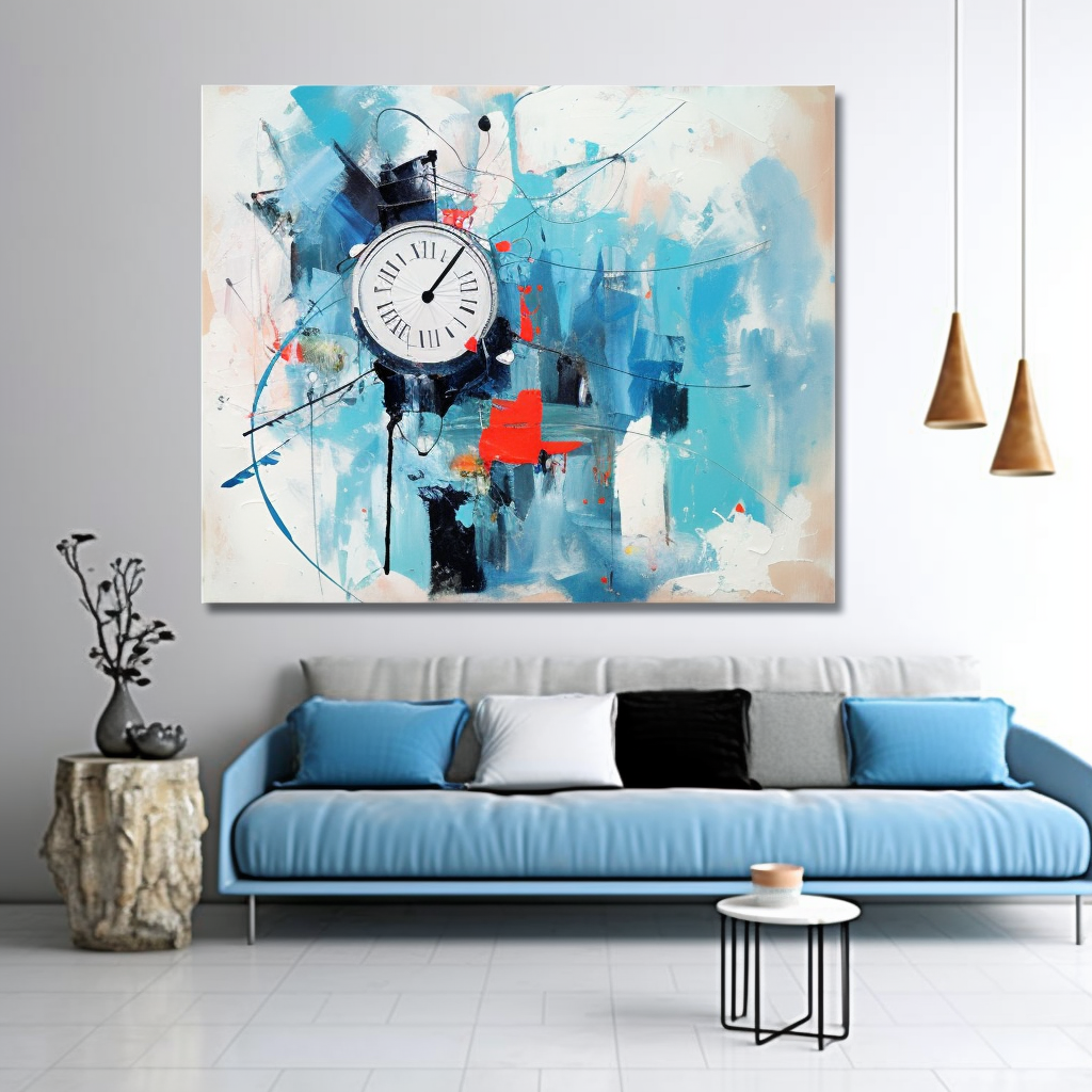 Abstract blue fantasy graffiti wall art