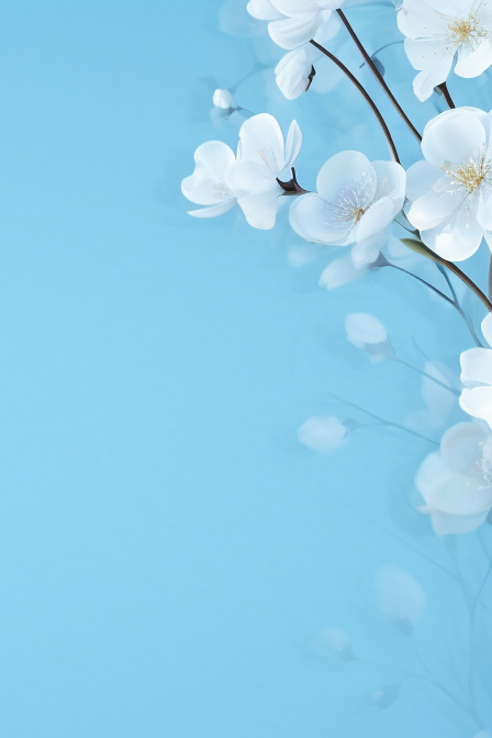 Delicate blue flower on minimalist background