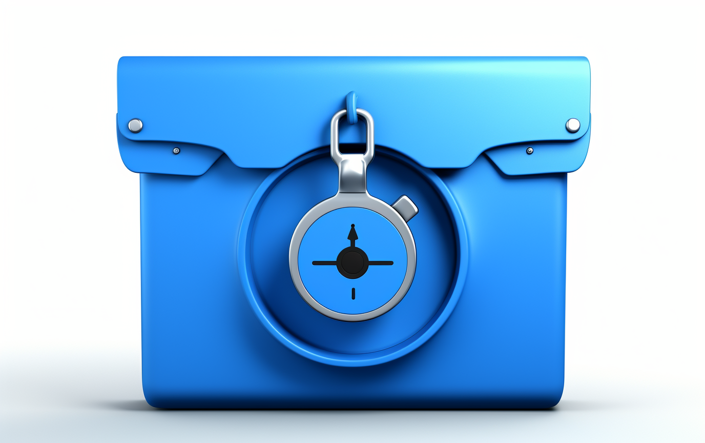 Blue folder icon with lock on white background