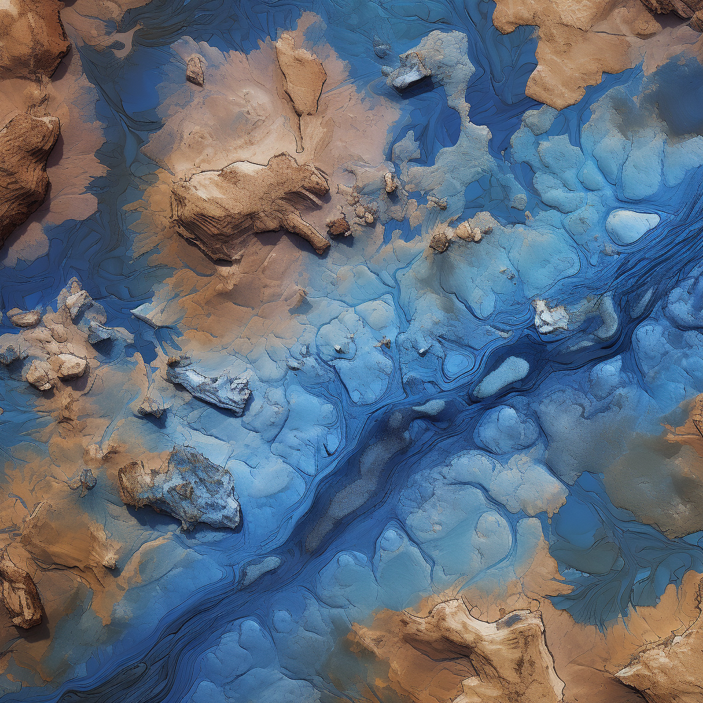 Beautiful Blue Forest Rock Desert Satellite View