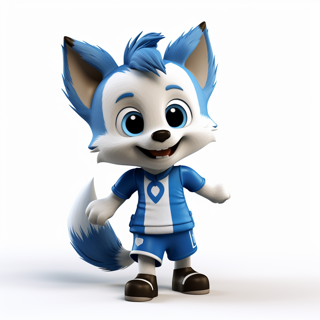 Blue Fox in Soccer Attire Smiling