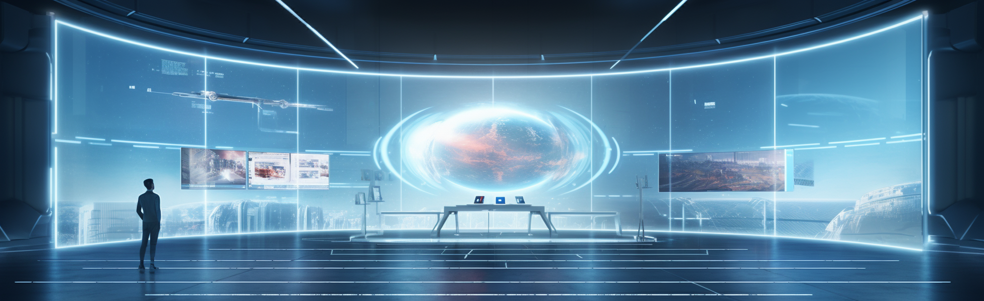 Blue futuristic venue booth rendering