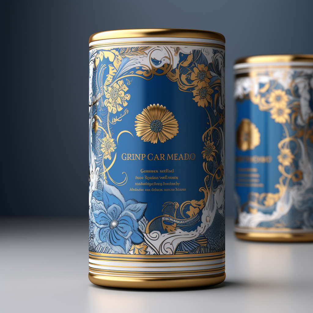 Stunning Blue and Gold Product Label