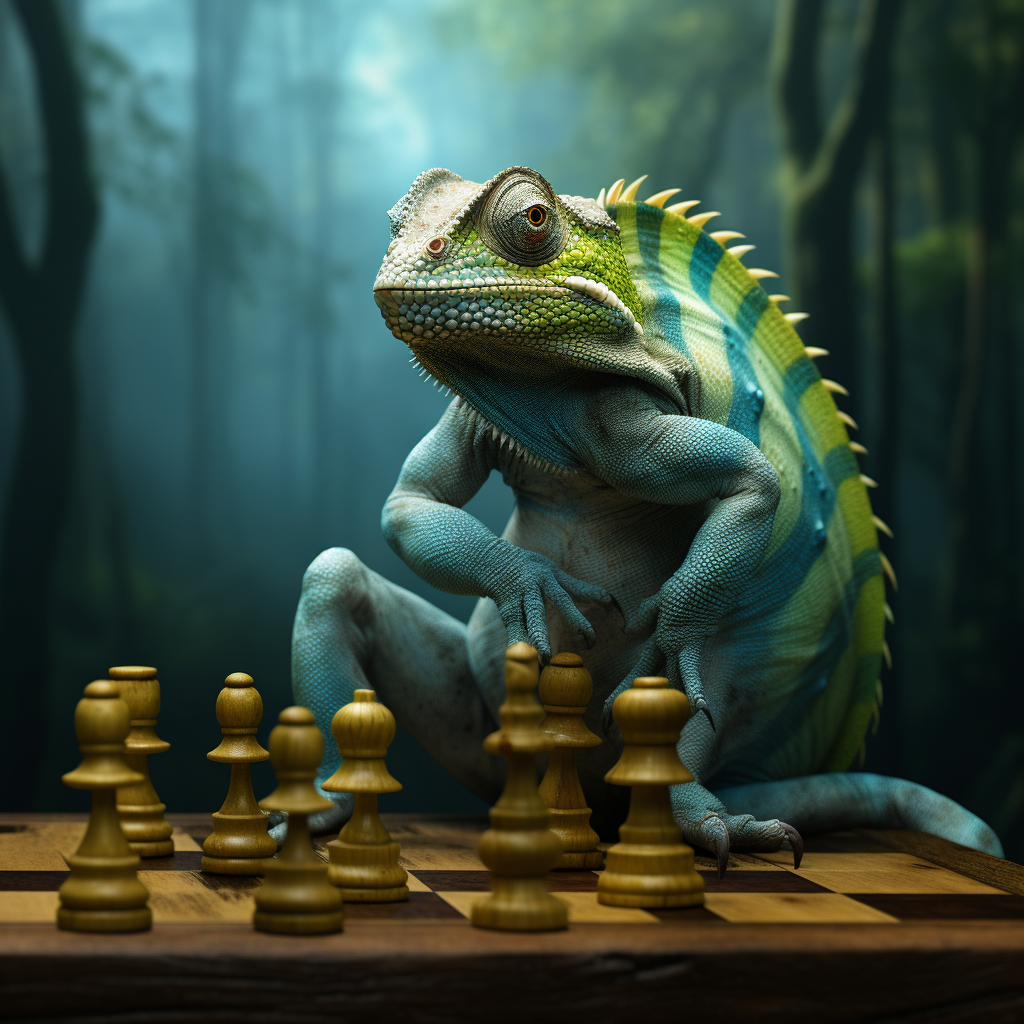 Blue Green Chameleon Chess Board