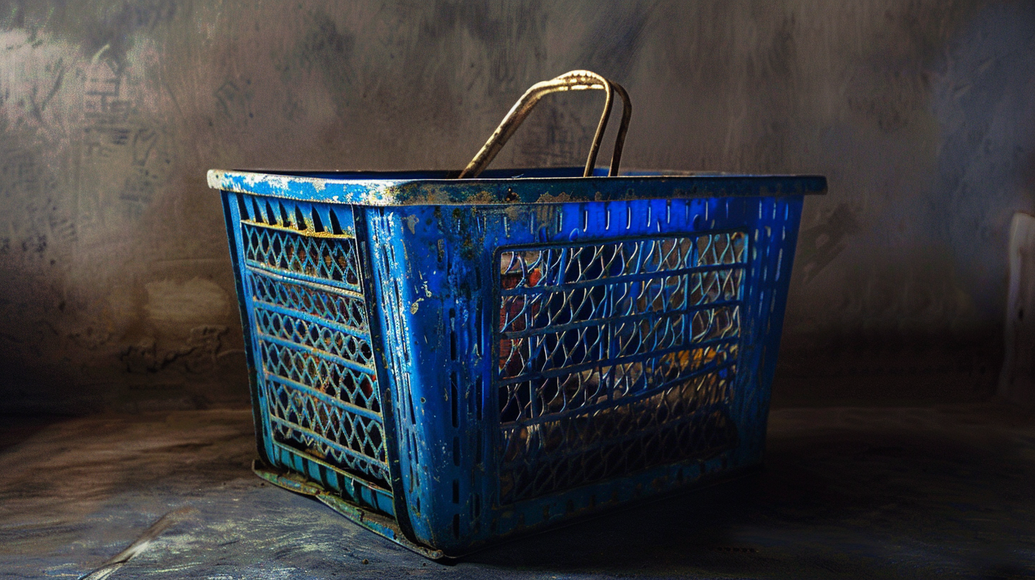 Blue grocery basket shopping cart