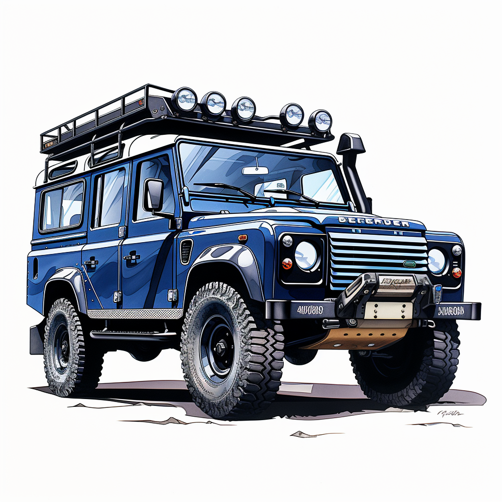 Dark blue Land Rover Defender 110