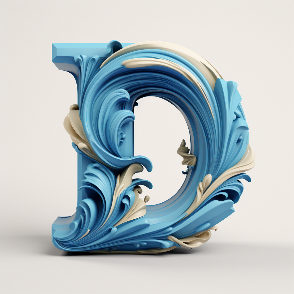 3D voluminous blue letter  D  logo