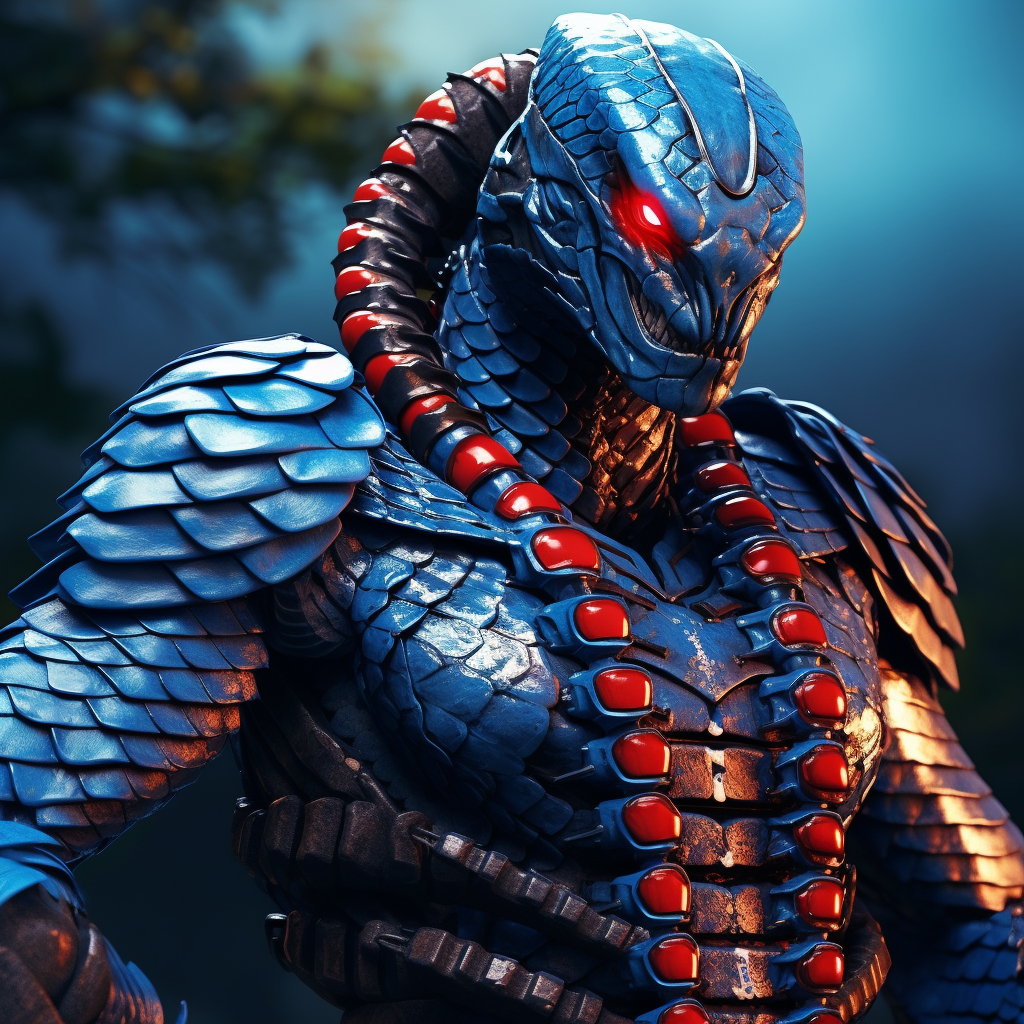 Heavily armored Blue Malayan Coral Snake warrior